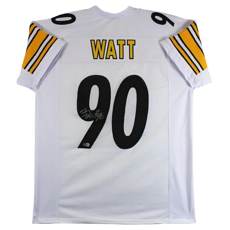 T.J. Watt Authentic Signed White Pro Style Jersey Autographed BAS Witnessed