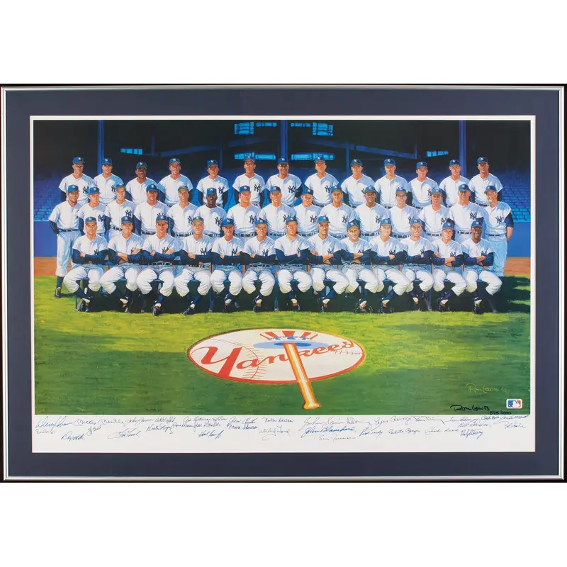 1961 New York Yankees Team Signed Large Ron Lewis Photo Mickey Mantle Beckett