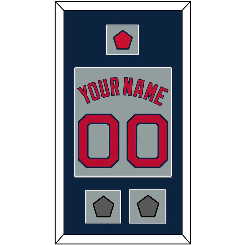 Boston Name, Number, Logo Patch & Two World Series Jersey Patches - Road Gray - Single Mat 3