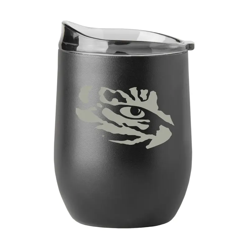 LSU 16oz Gun Metal Black Powder Curved Beverage