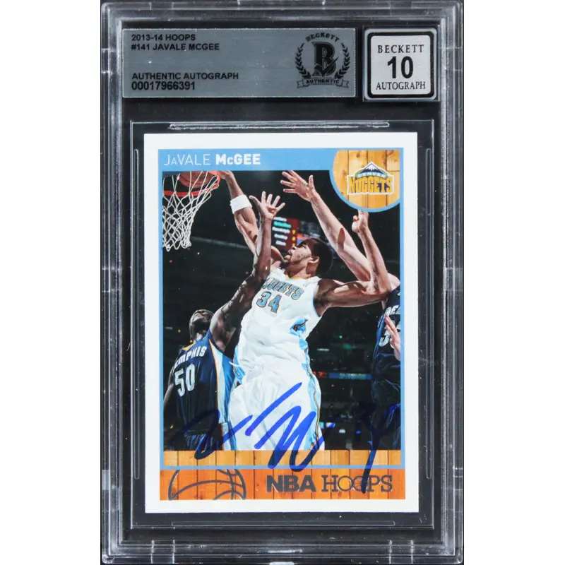Nuggets JaVale McGee Signed 2013 Hoops #141 Card Auto Graded 10! BAS Slabbed
