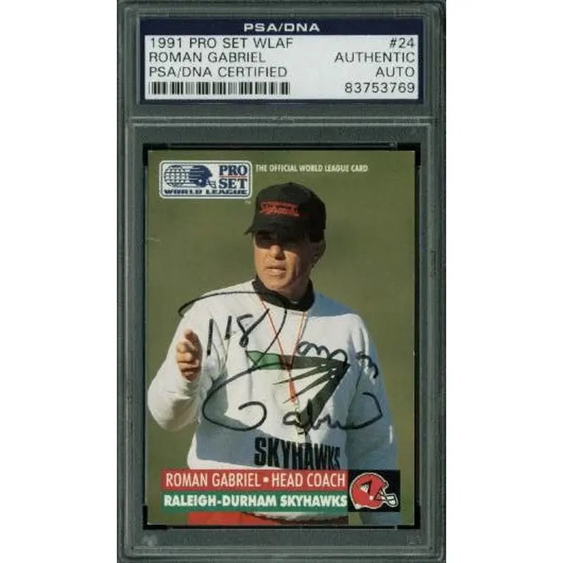 Rams Roman Gabriel Authentic Signed Card 1991 Pro Set Wlaf #24 PSA/DNA Slabbed