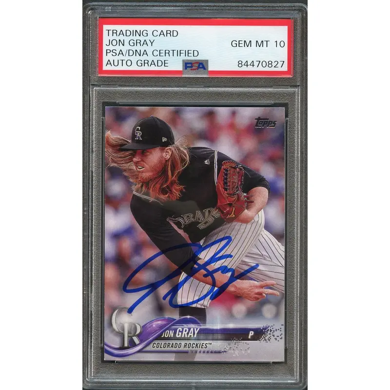 2018 Topps Series 1 #9 Jon Gray Signed Card PSA Slabbed Auto 10 Rockies