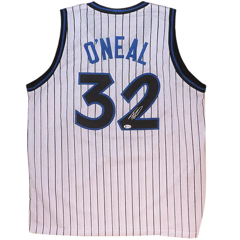 Shaquille O'Neal Autographed Orlando (White Pinstripe #32) Custom Jersey - Beckett