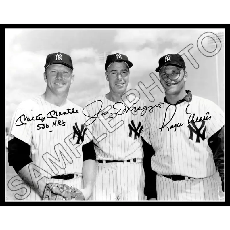 Mickey Mantle Joe Dimaggio 11X14 Photo - Autographed Roger Maris 1962 Yankees - 1898