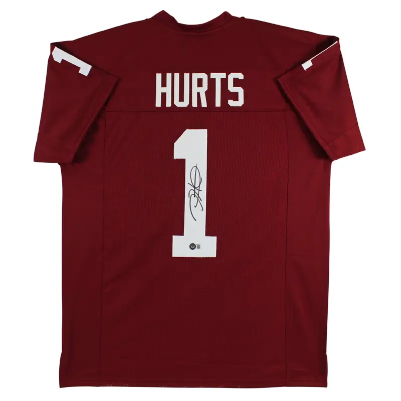 Oklahoma Jalen Hurts Authentic Signed Maroon Pro Style Jersey BAS Witnessed