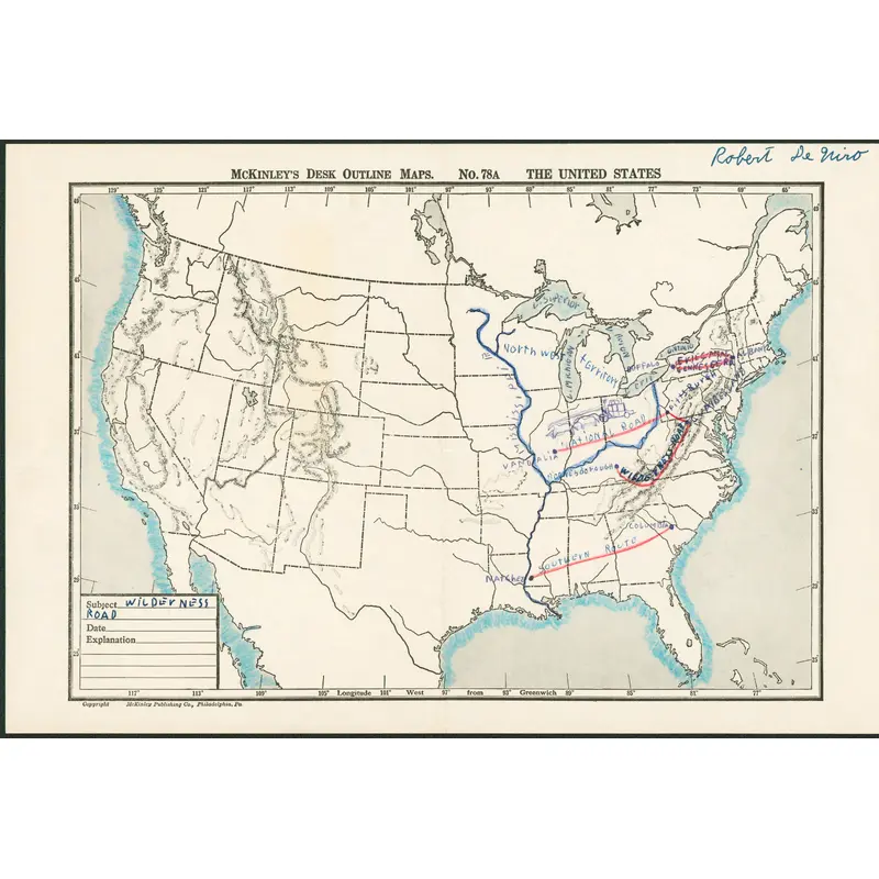 Robert DeNiro Signed 10x15 Grade School History Map Assignment BAS #AB76489