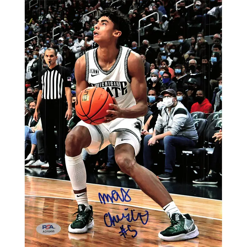 MAX CHRISTIE Signed 8x10 photo PSA/DNA Michigan State Autographed