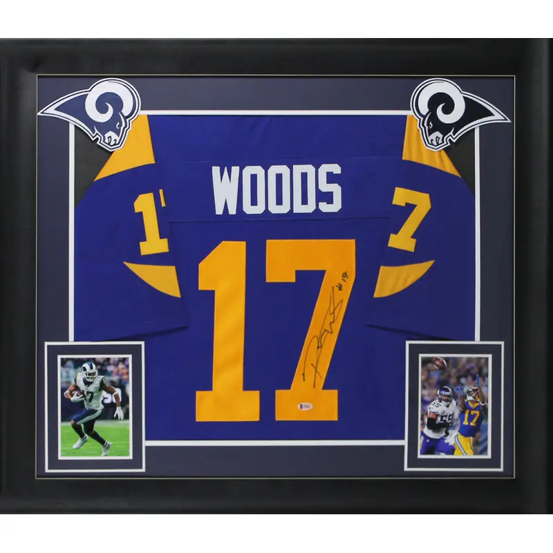 Rams Robert Woods "Horns Up" Authentic Signed Blue Pro Style Framed Jersey BAS