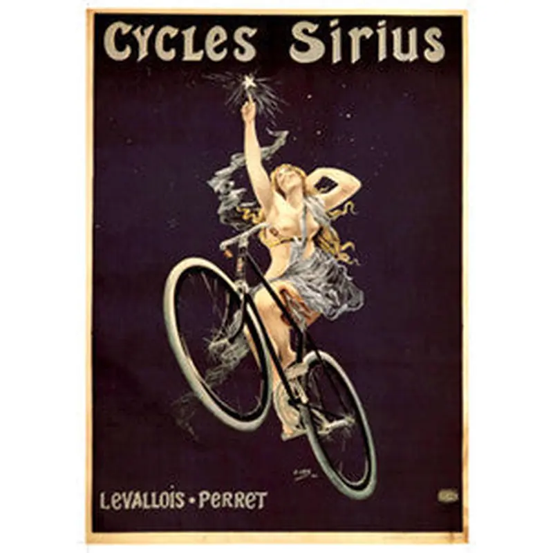Cycles Sirius Levallois-Perret (Nude Bicycling Angel) Vintage c.1899 Reprint Poster