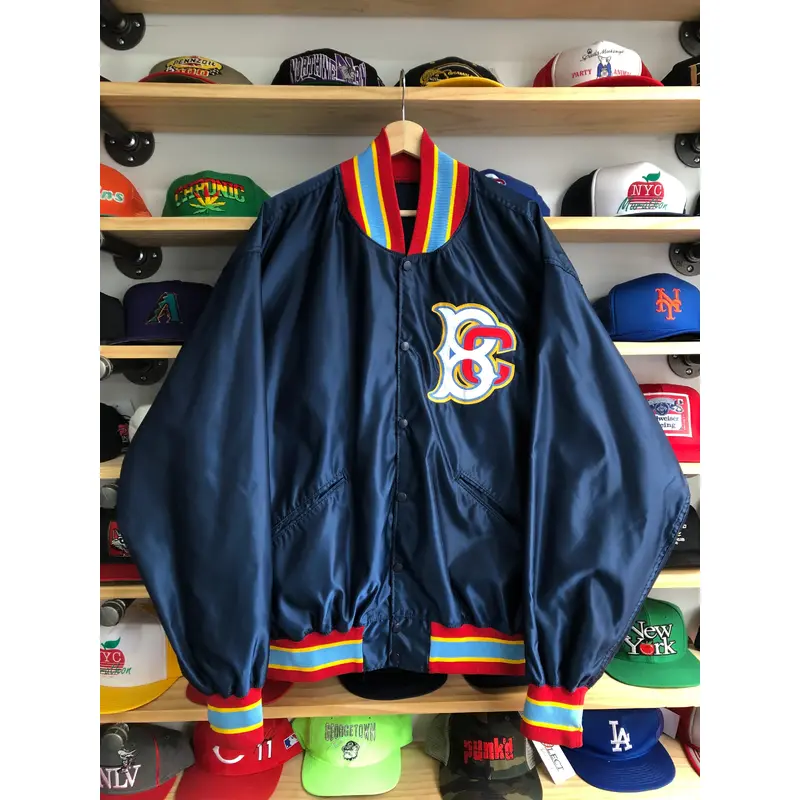 Vintage Rawlings Brooklyn Cyclones Game Worn Satin Bomber Jacket Size 2XL