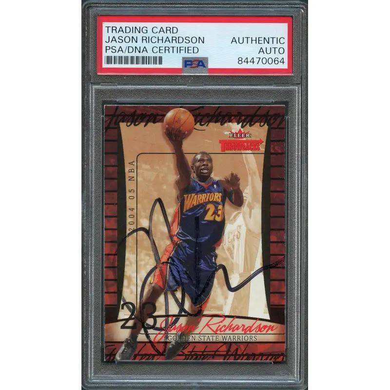 2004-05 Fleer Throwbacks #6 Jason Richardson Signed Card AUTO PSA Slabbed Warriors