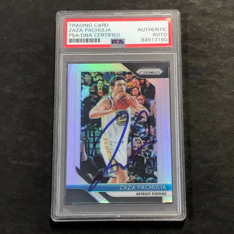 2018 Panini Silver Prizm #192 Zaza Pachulia Signed Card AUTO PSA Slabbed Warriors