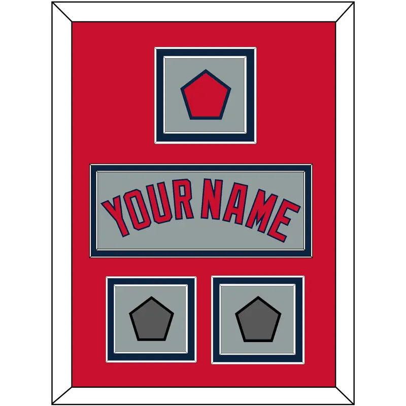 Boston Name, Logo Patch & Two World Series Champions Patches - Road Gray - Double Mat 3