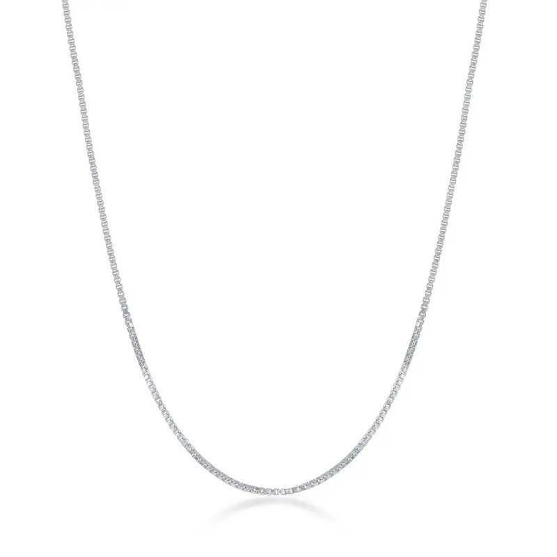 Sterling Silver 0.8mm Box Chain - Rhodium Plated