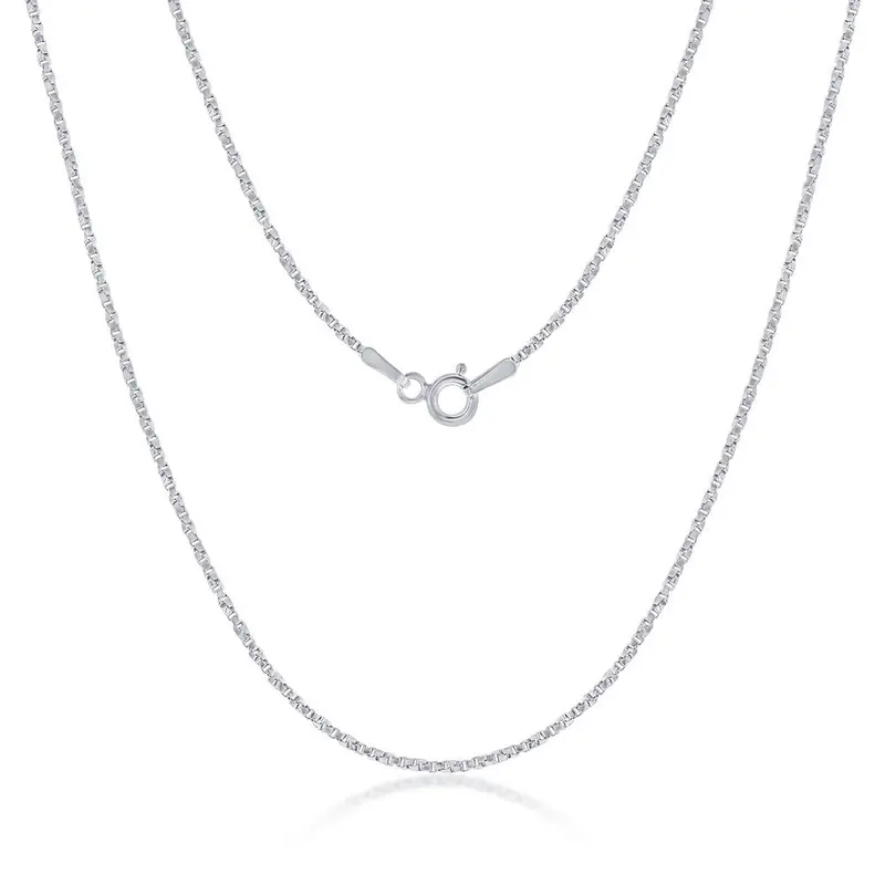 Sterling Silver 1.3mm Twisted Box Chain - Rhodium Plated