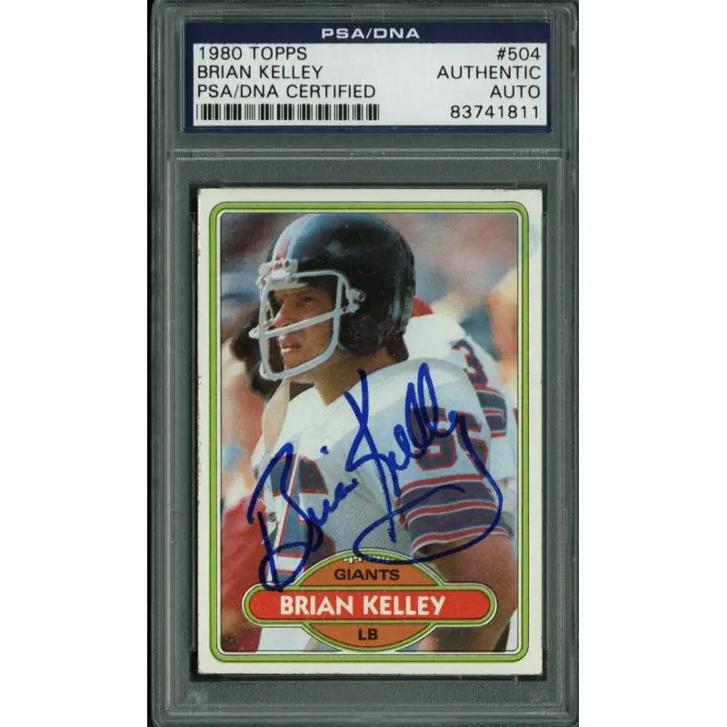 Giants Brian Kelley Authentic Signed Card 1980 Topps #504 PSA/DNA Slabbed