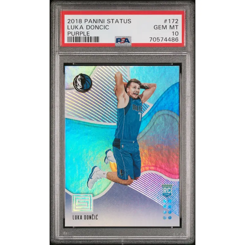 Luke Doncic 2018 Panini Status #172 Purple PSA 10 Gem Mint