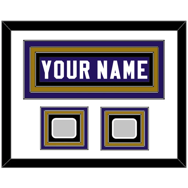 Baltimore Nameplate & Super Bowl XXXV & XLVII Jersey Patches - Home Purple - Triple Mat 1