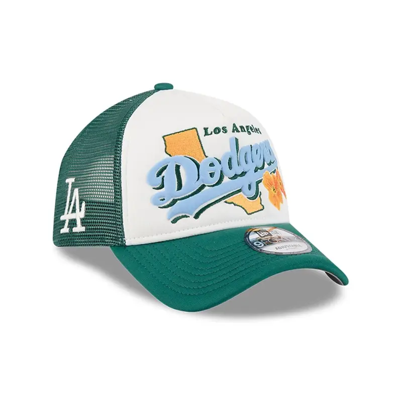 LA Dodgers MLB State Flower Dark Green 9FORTY A-Frame Trucker Adjustable Cap