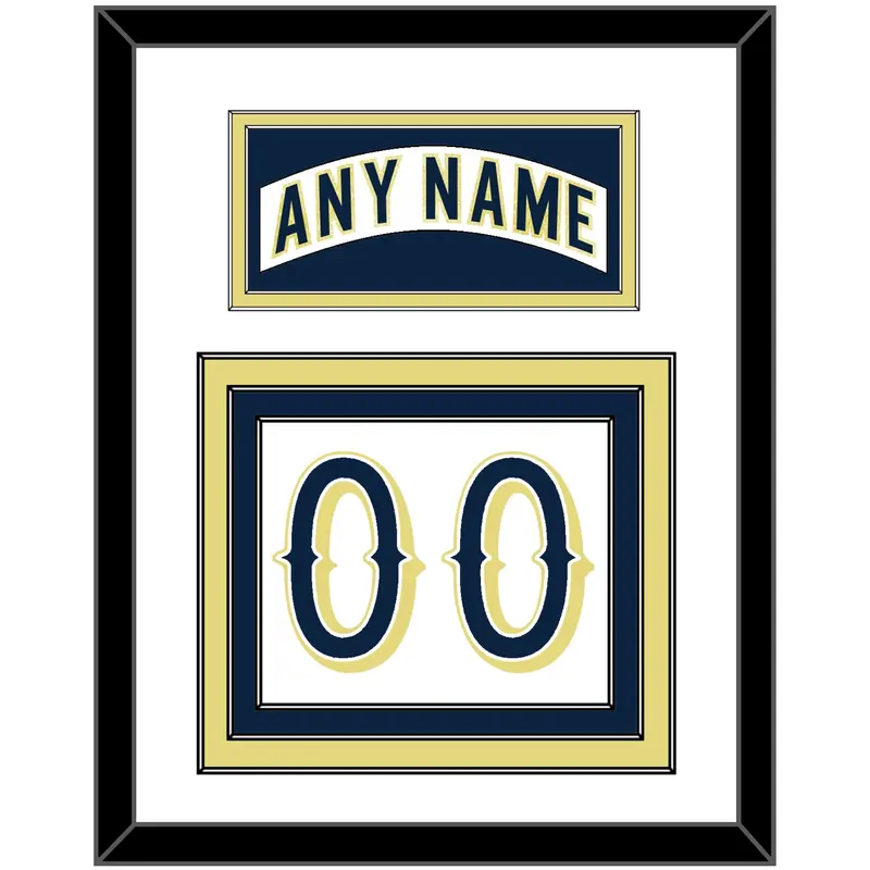 Notre Dame Hockey Nameplate & Number (Back) - Home White - Triple Mat 1