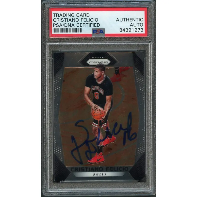 2017-18 Panini Prizm #243 Cristiano Felicio Signed Card AUTO PSA Slabbed Bulls