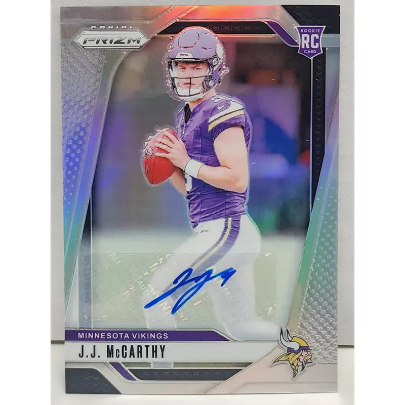 JJ McCarthy 2024 Panini Prizm #400 Rookie Silver Auto