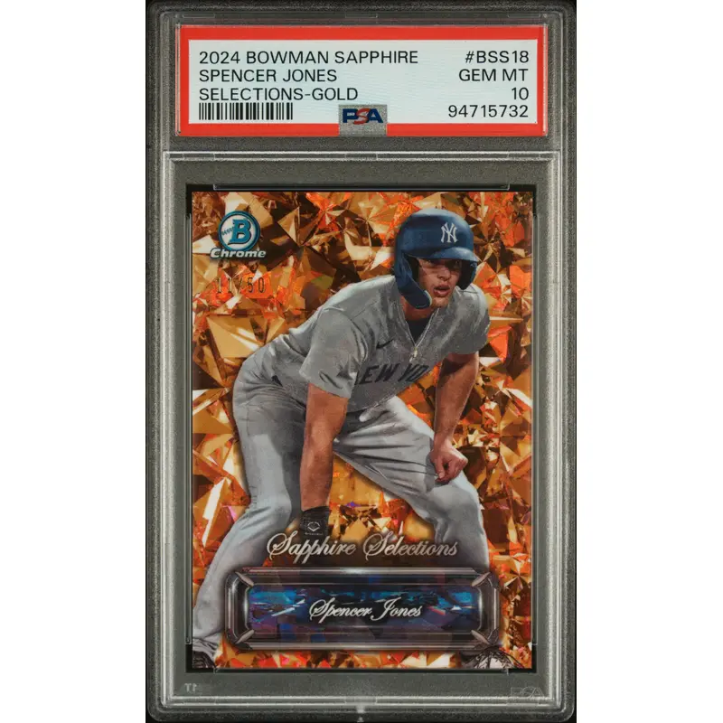 Spencer Jones 2024 Bowman Sapphire Selections Gold #11/50 PSA 10 Gem Mint