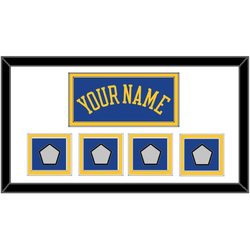 Golden State Name & 4 Champions Patches - Road Blue (2010-2019) - Double Mat 1