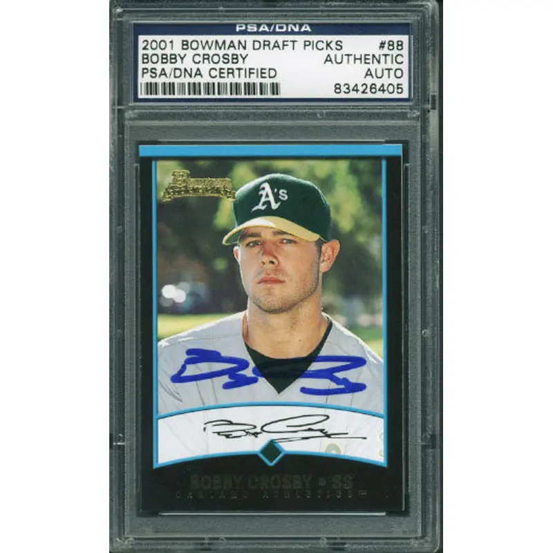 Athletics Bobby Crosby Authentic Signed Card 2001 Bowman Rookie #88 PSA Slabbed