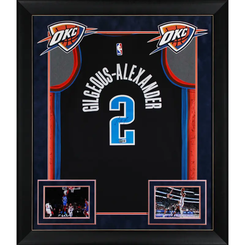 Thunder Shai Gilgeous-Alexander Signed Black Nike City Edition Framed Jersey BAS