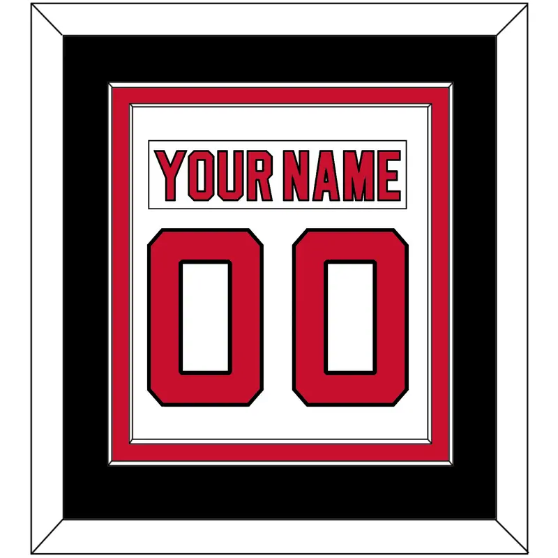 New Jersey Nameplate & Number (Back) Combined - Road White (2007-2017) - Double Mat 3