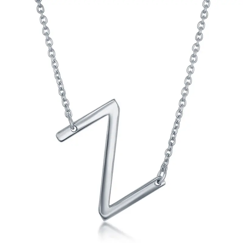 Sterling Silver Sideways 'Z' Initial Necklace