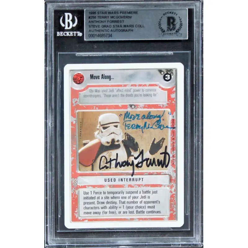 Terry McGovern & Anthony Forrest Signed 1995 Star Wars Prem. #258 Card BAS Slab