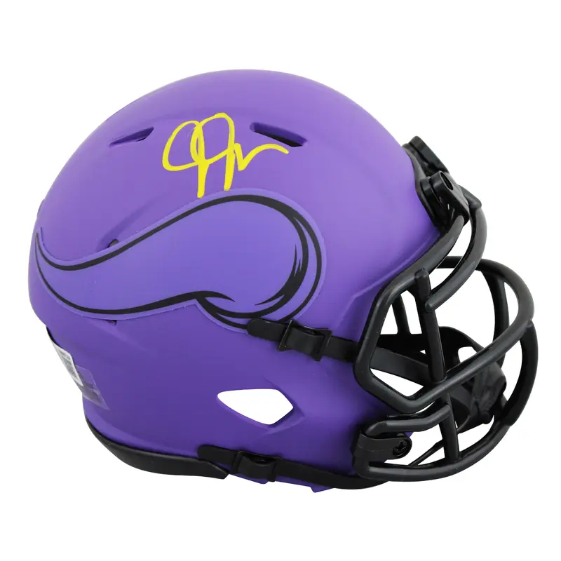 Vikings Justin Jefferson Authentic Signed Rave Speed Mini Helmet BAS Witnessed
