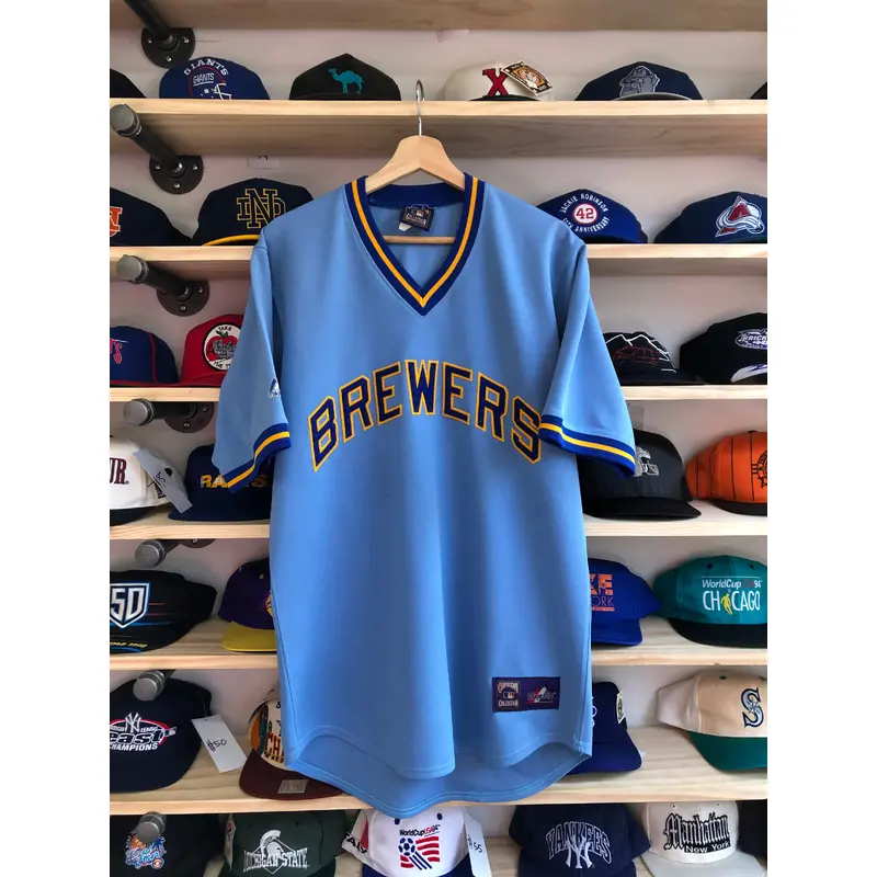 Vintage Majestic Cooperstown Milwaukee Brewers Throwback Jersey Size Medium