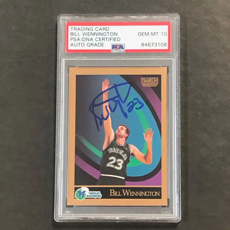 1990-91 Skybox #68 Bill Wennington Signed Card AUTO GRADE 10 PSA Slabbed Mavericks