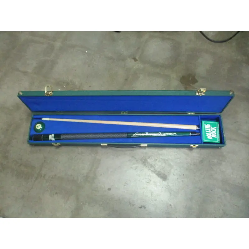 Used Rolling Rock Pool Cue, Ball, Chalk & Case Set