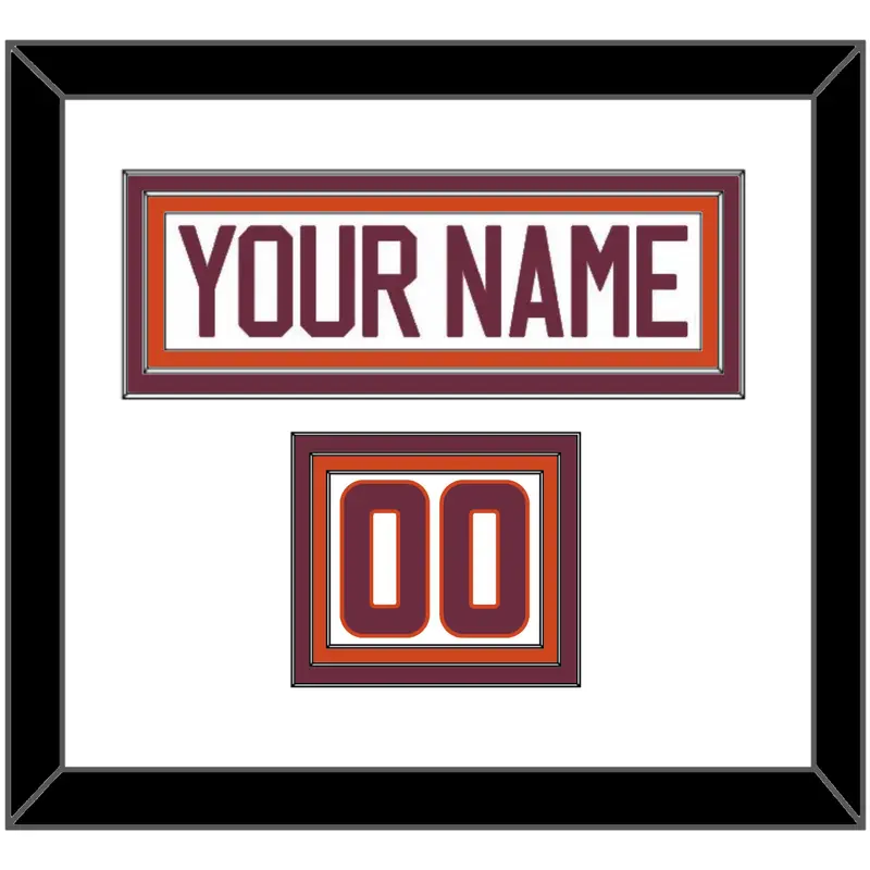 Virginia Tech Hockey Nameplate & Number (Shoulder) - Home White - Triple Mat 1