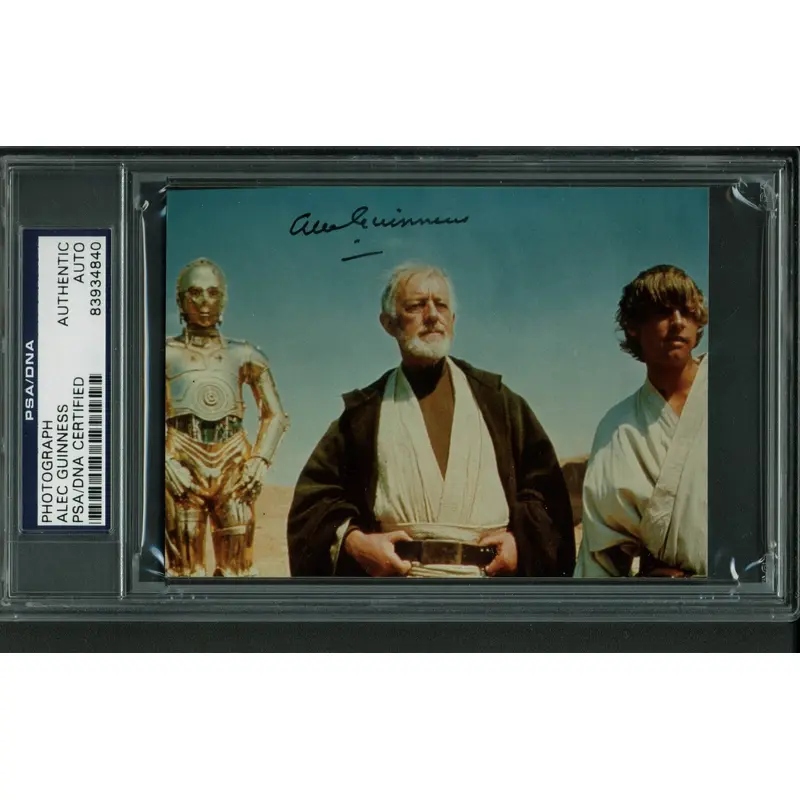 Alec Guinness Star Wars Authentic Signed 3.5x4 7/8 Photo PSA/DNA Slabbed