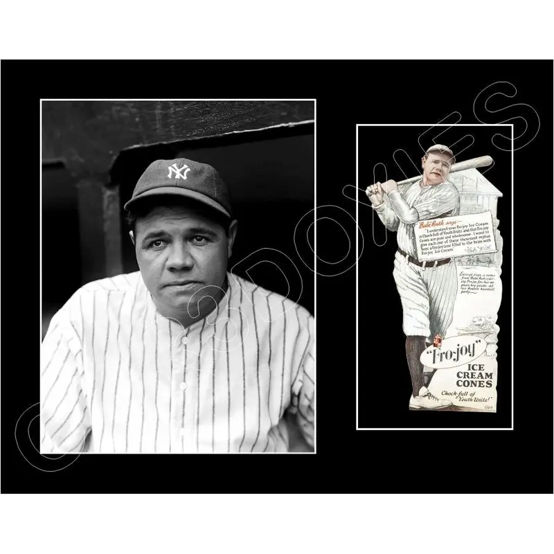 Babe Ruth 1928 Fro-Joy Matted Photo Display 11X14 - New York Yankees - 1611