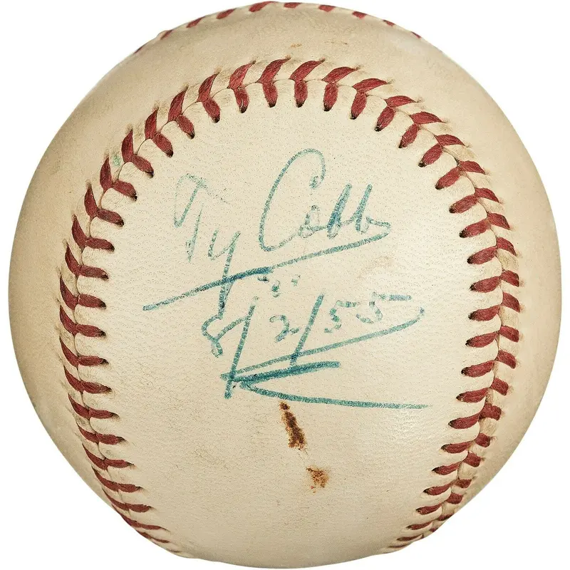 Beautiful Ty Cobb Single Signed 1955 American League Baseball PSA DNA COA