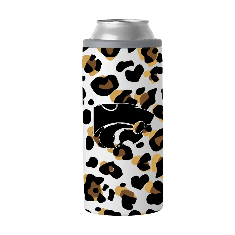 Kansas State 12oz Neutral Leopard Slim Can Coolie