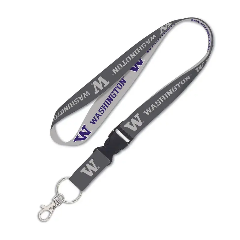WASHINGTON HUSKIES CHARCOAL LANYARD W/DETACHABLE BUCKLE 1"