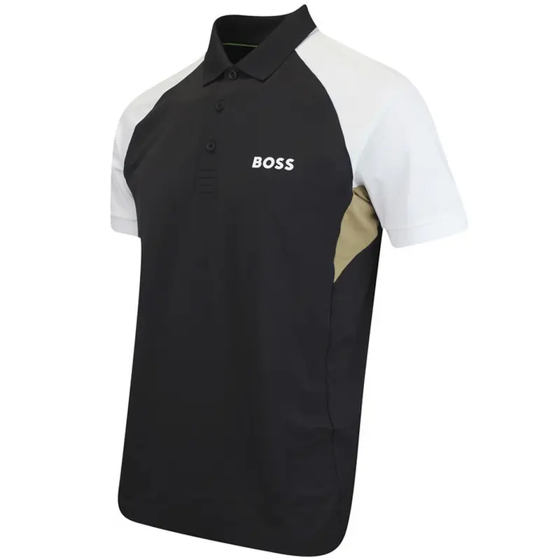HUGO BOSS MENS POLO PADDY TOC PIQUE BLACK/WHITE 50540886001