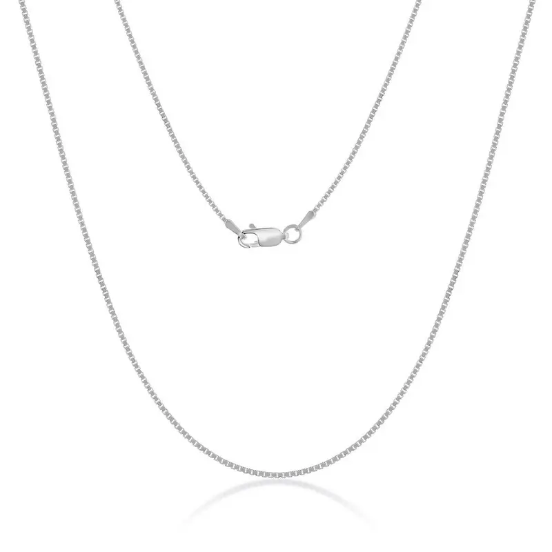 Sterling Silver 1.3mm Rhodium Box Chain - Rhodium Plated