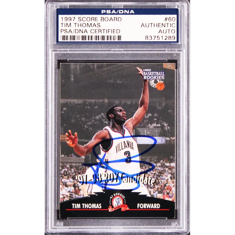 Tim Thomas Authentic Signed 1997 Score Board #60 Card PSA/DNA Slabbed