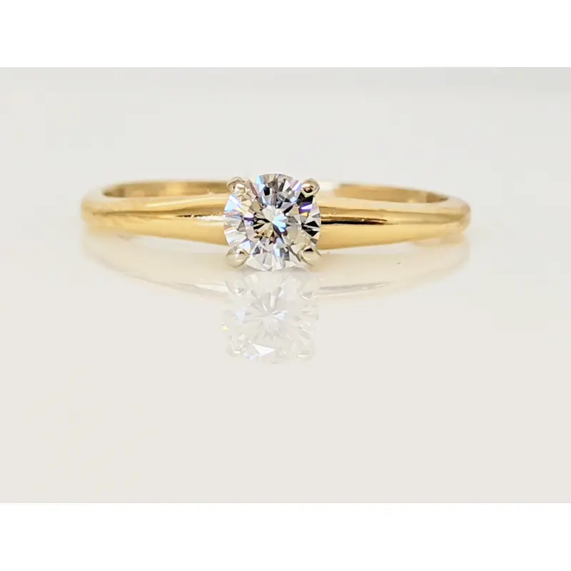 14K .27 CARAT TOTAL SI3 I DIAMOND ROUND 4-PRONG SOLITAIRE ESTATE RING 1.6 GRAMS