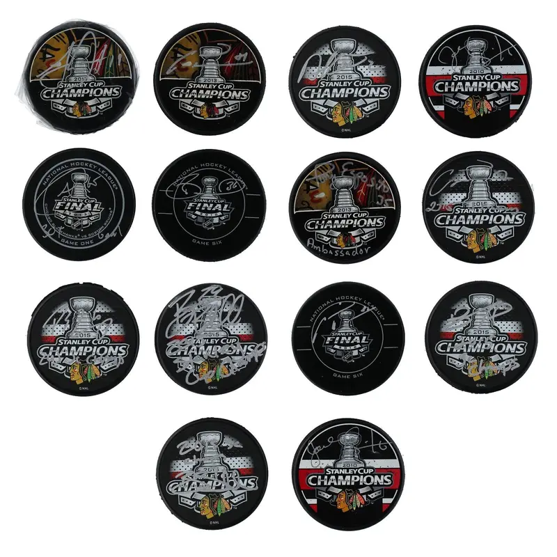 Chicago Blackhawks Signed Stanley Cup Puck Collection 14 Pucks