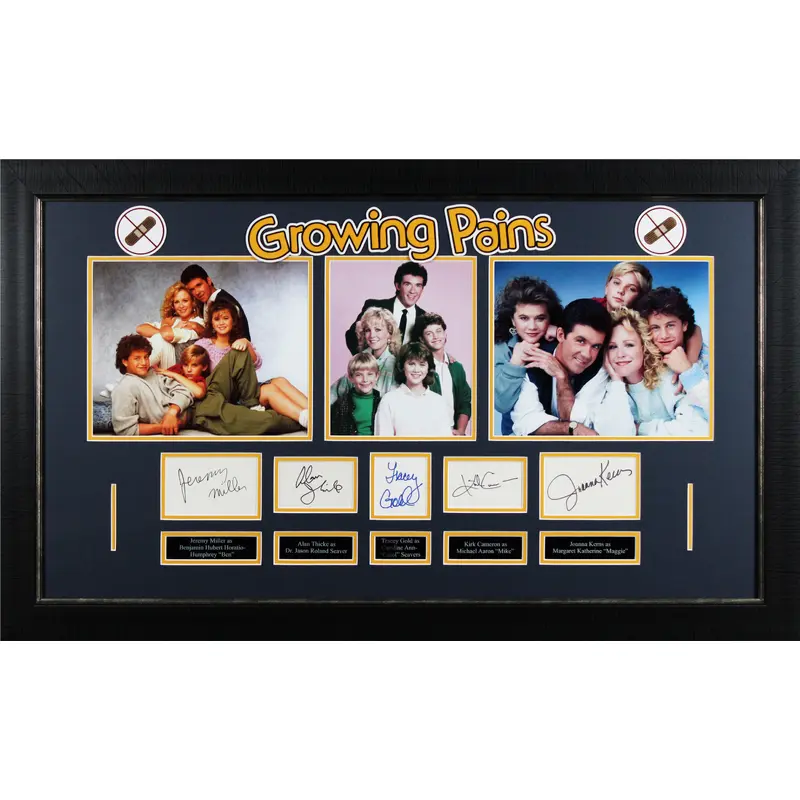Growing Pains (5) Thicke, Kerns, Gold, Cameron, Miller Signed Framed Display BAS